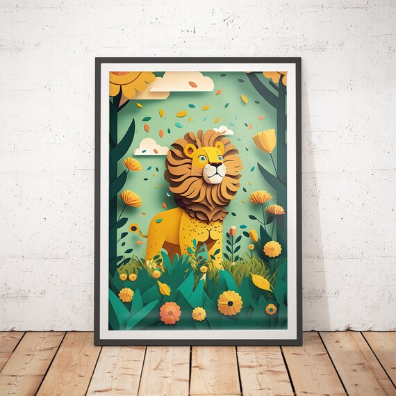 Kids Lion Print Nursery Art Poster