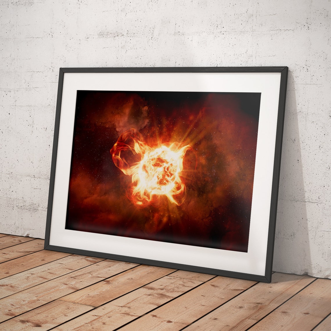 Blazing Star Eruption Fiery Orange Deep Space Astronomy Art Poster - Image 4