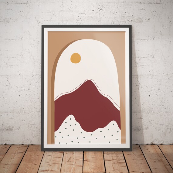 No2 Abstract Landscape Art Print Line Art Mountain Print Hills Modern Wall Art Contemporary Prints Geometric Landscape
