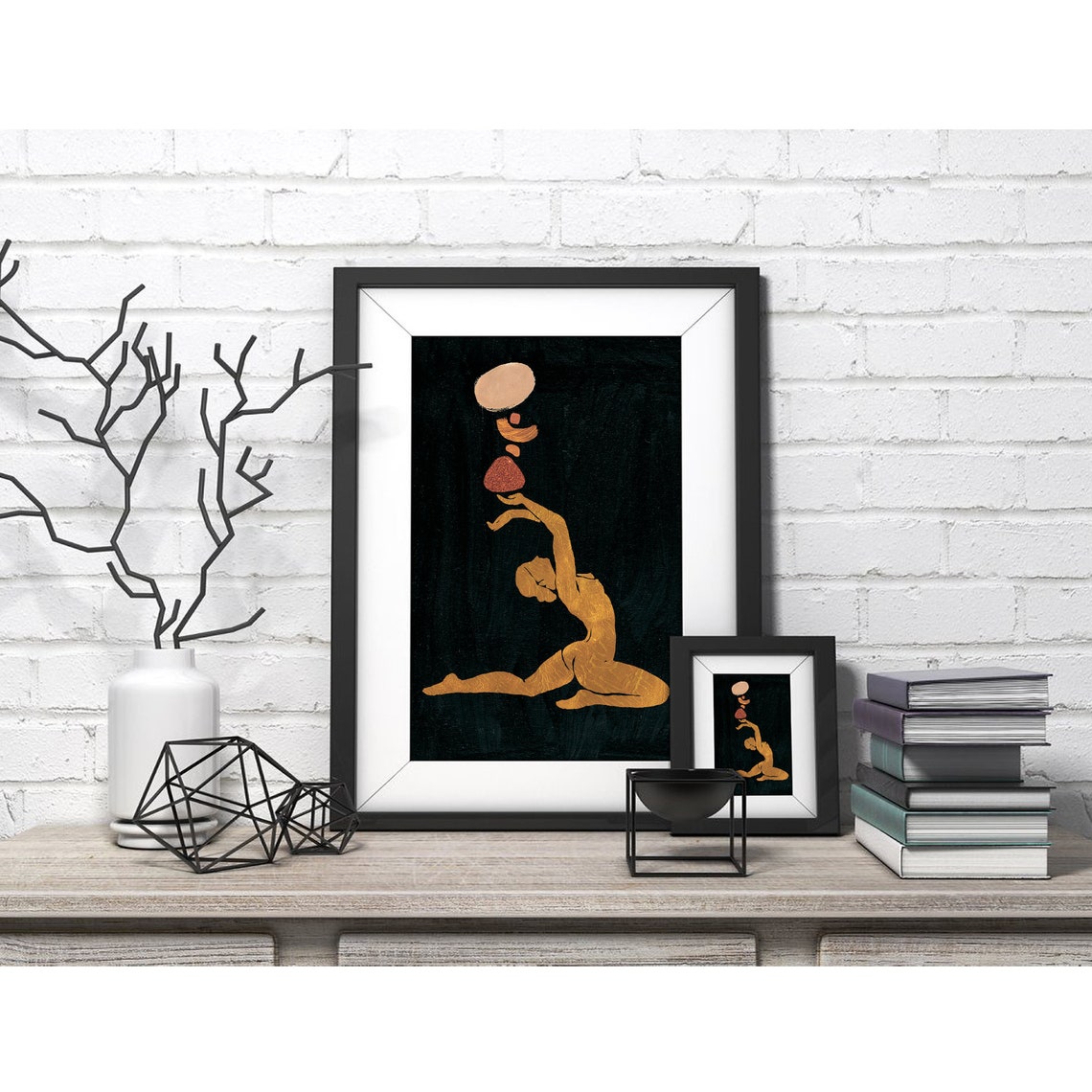 Golden Dancer Balancing Stones Deep Green Poster for Modern Home Decor - Image 4