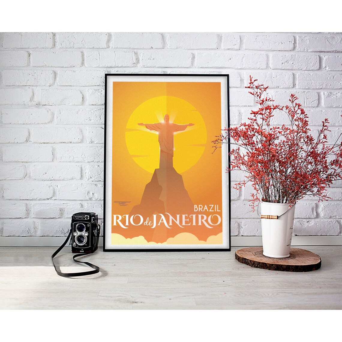 Rio De Janeiro Christ The Redeemer Golden Sunset Travel Wall Art - Image 2