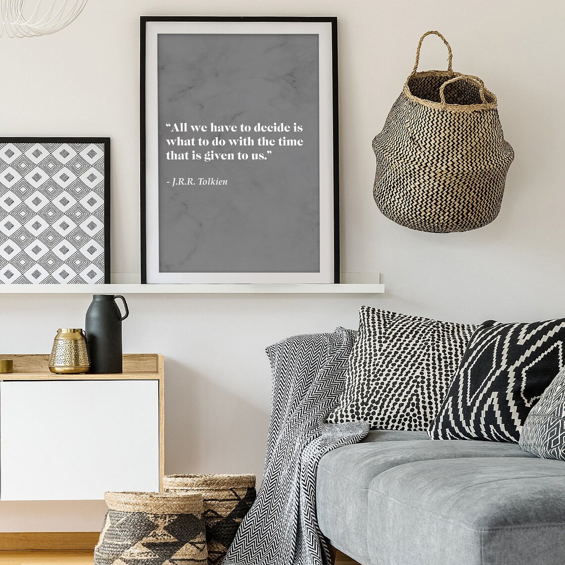JRR Tolkien Time Quote Gray Marble Minimalist Literary Poster - Image 3