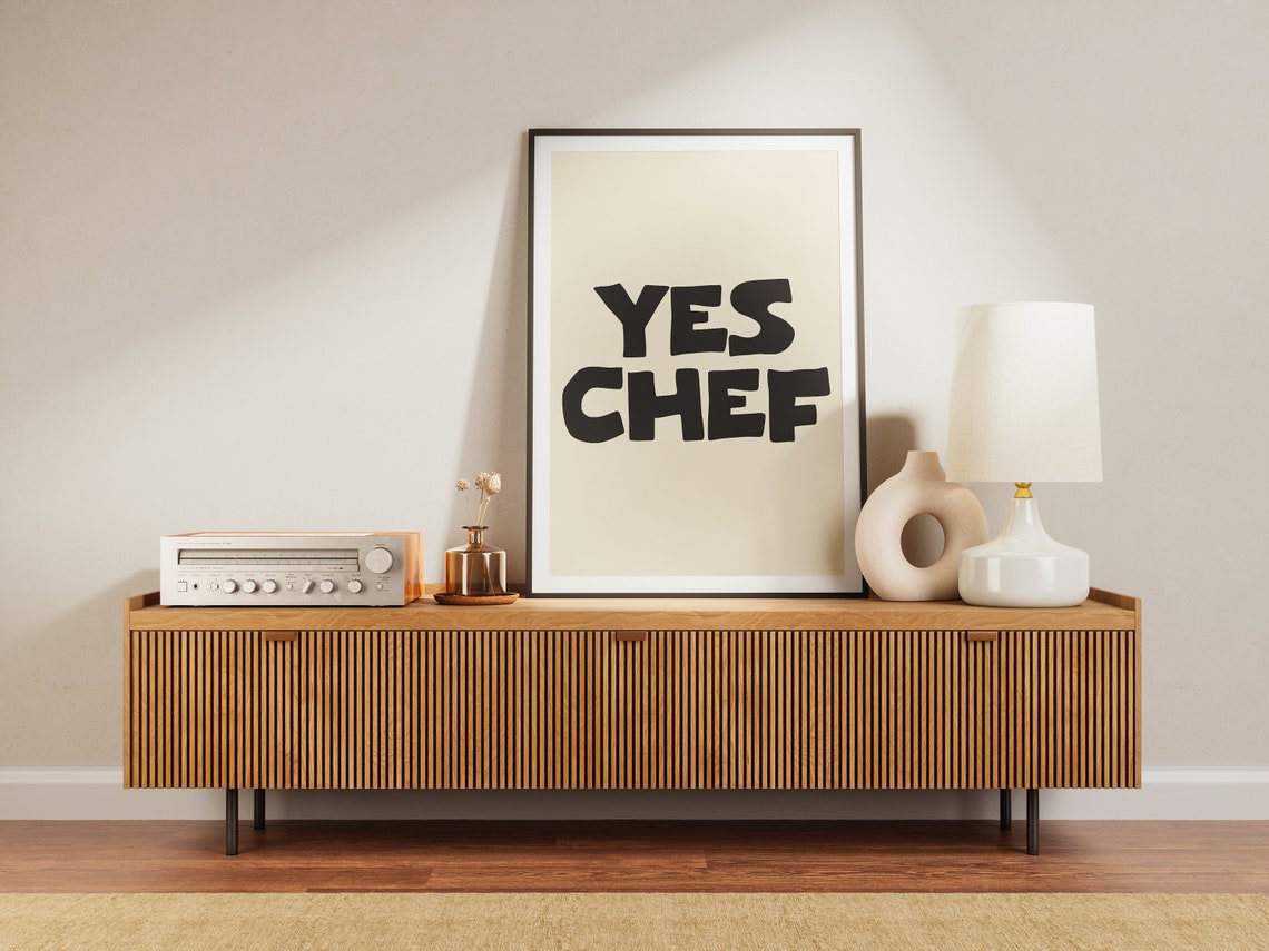 Yes Chef Retro Bold Typography Kitchen Cooking Quote Wall Decor Poster - Image 2