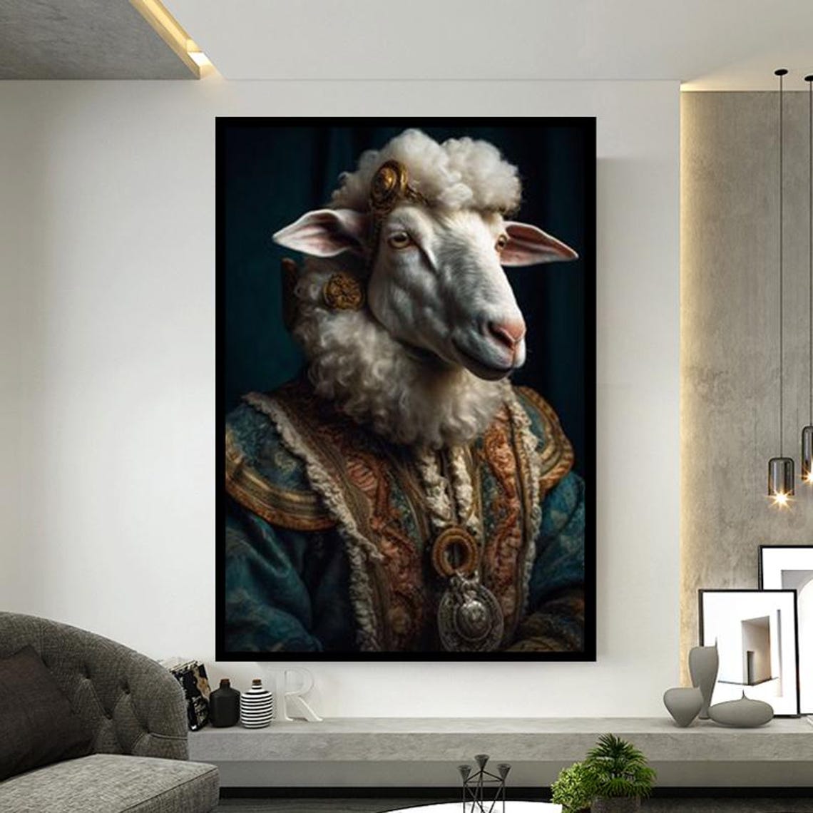 Sheep Dressed as a General in Ornate Uniform Portrait Poster - Image 2