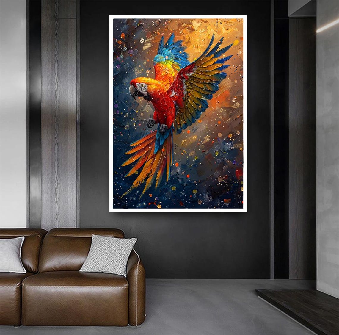 Scarlet Macaw Parrot Soaring in Flight Vibrant Bird Art Poster - Image 4