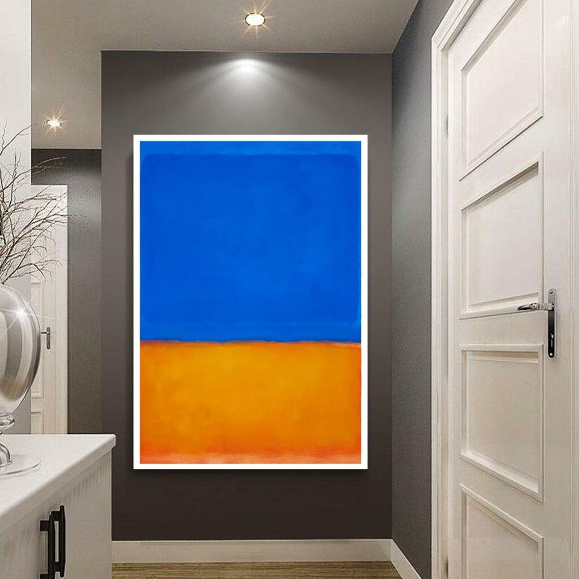 Blue and Golden Yellow Abstract Color Field Modern Art Poster