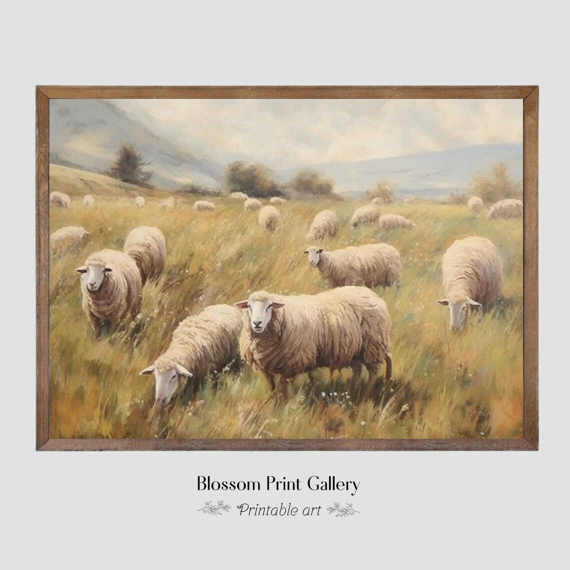 Sheep Grazing Golden Meadow Pastoral Countryside Farm Poster - Image 6
