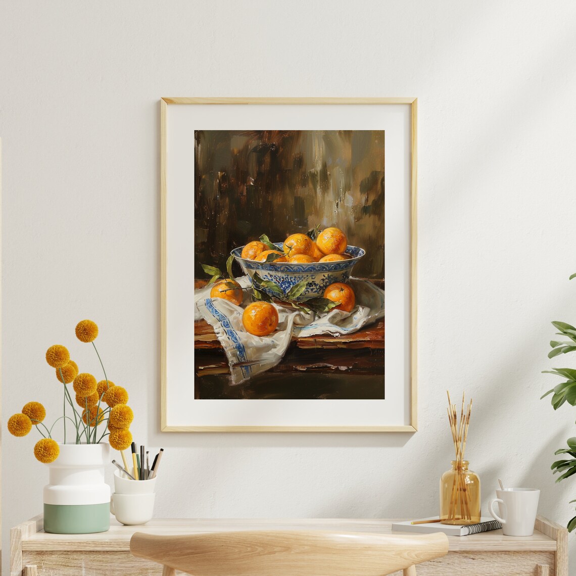 Moody Oranges Vintage Fruit Still Life Art Print - Image 5