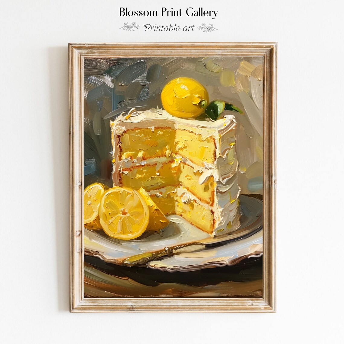 Lemon Cake Vintage Kitchen Art Print, Rustic Home Decor
