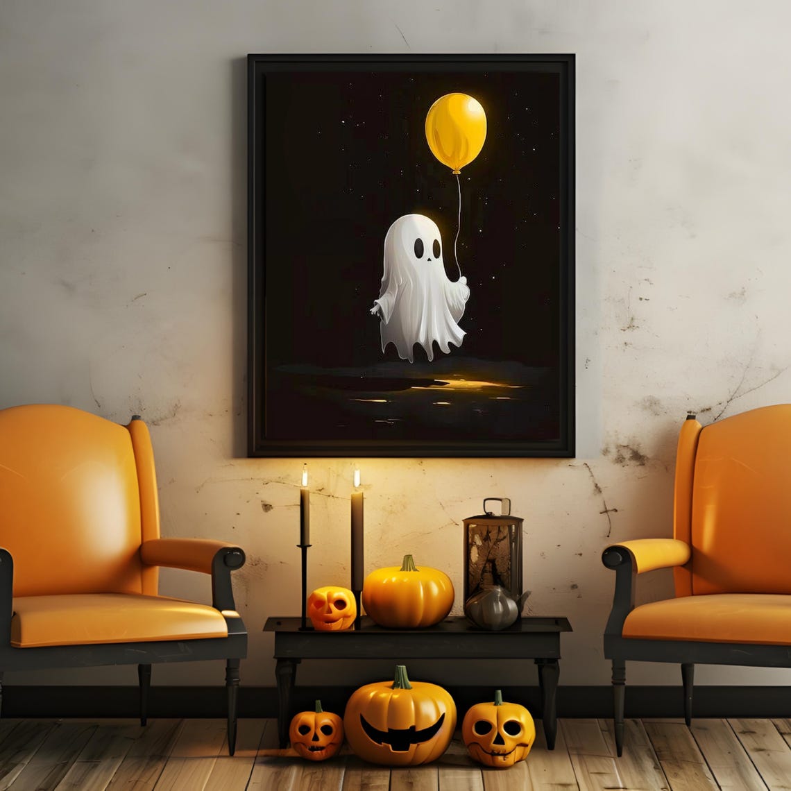 Cute Little Ghost With Balloon Halloween Ghost Print Halloween Print Dark Academia Art Goth Wall Art Dark Home Decor 633 - Image 4