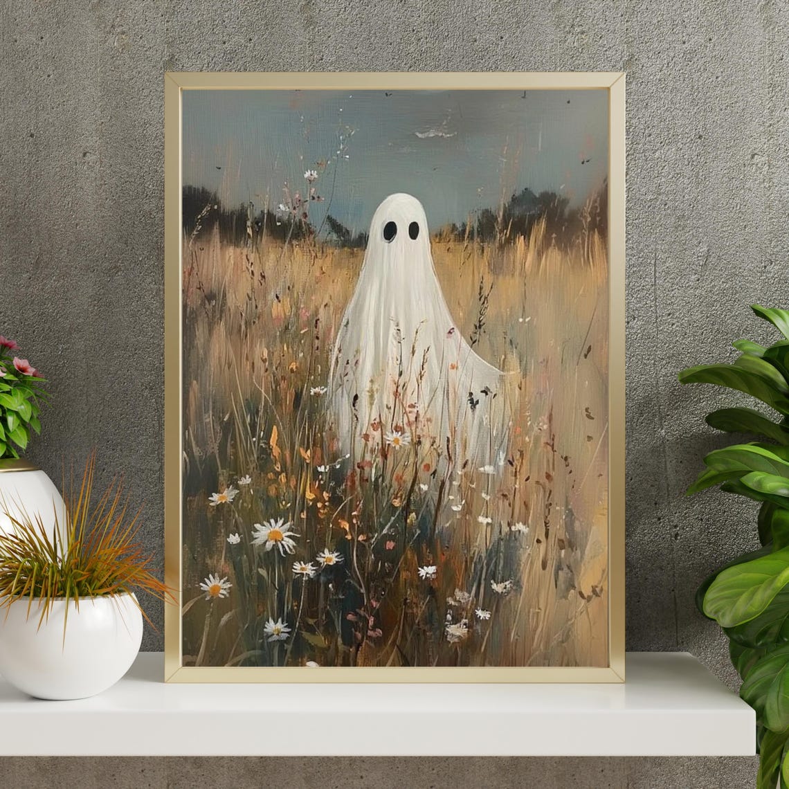 Ghost On Flower Meadow Print Whimsical Halloween Decor Dark Academia Spooky Wall Art Fall Season Cute Ghost Print Floral Ghost 725 - Image 6