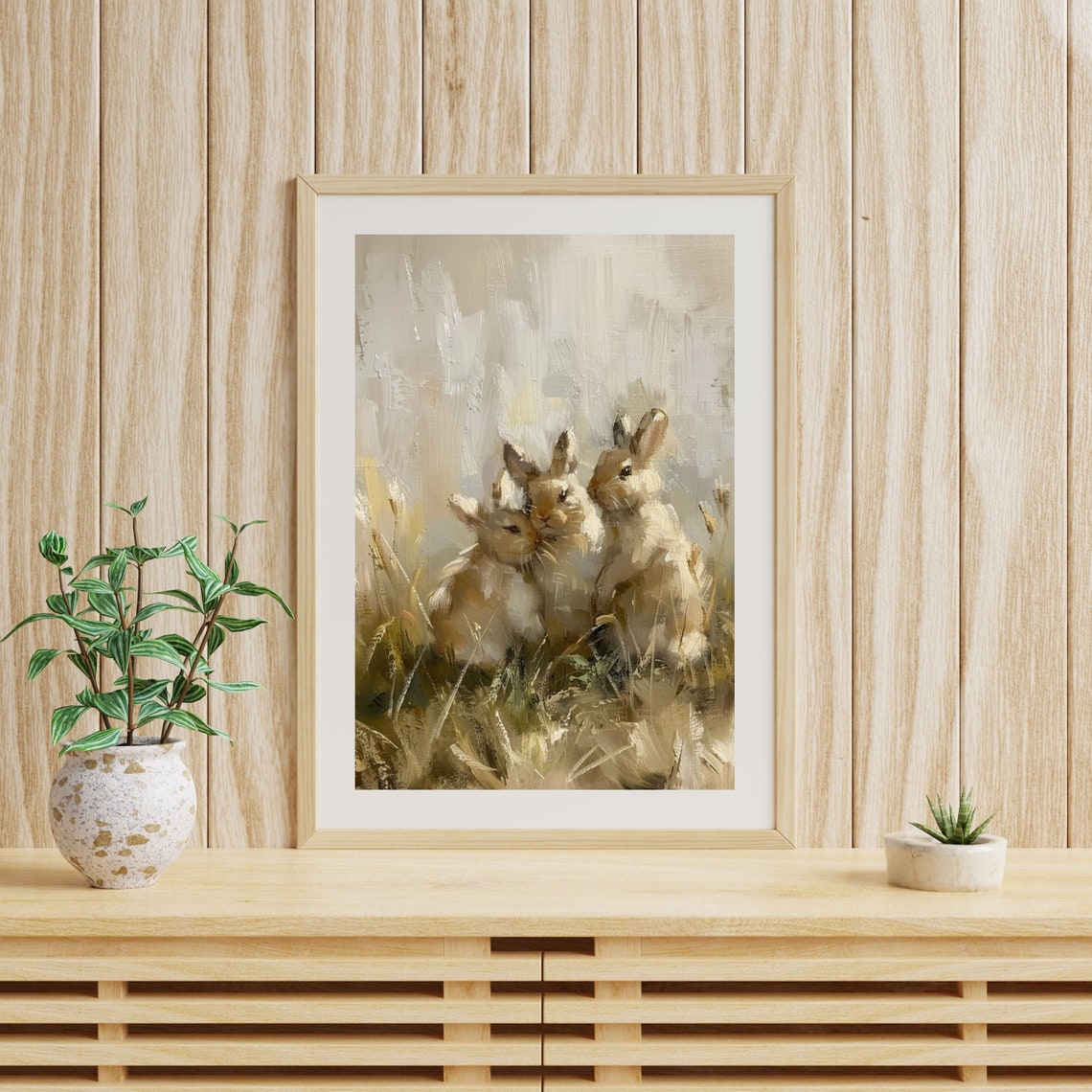 Cute Rabbit Painting Rustic Easter Decor Nursery Wall Decor Countryside Art Antique Bunny Animal Farmhouse 451 - Image 5