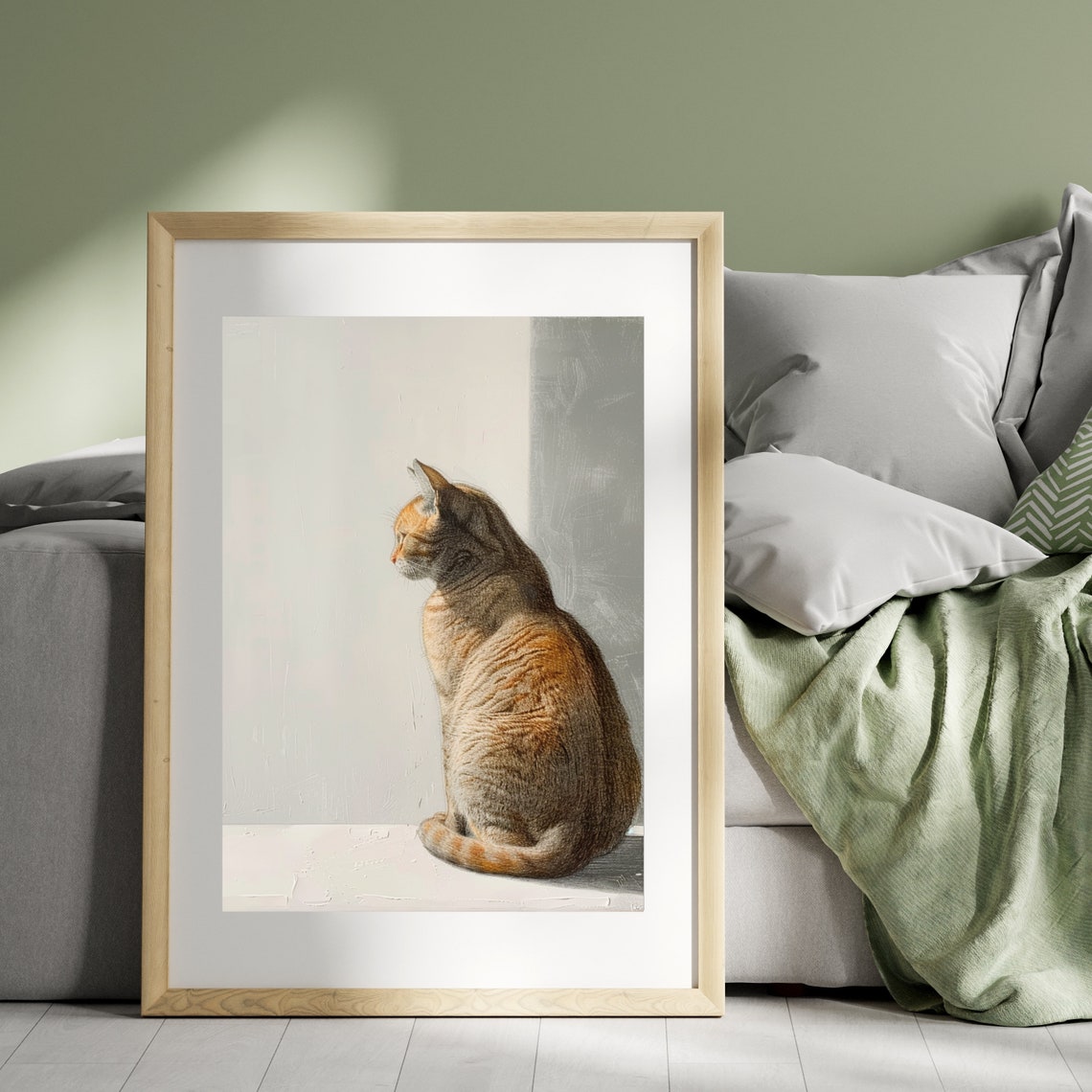 Orange Tabby Cat Sitting In Window Minimalist Pet Portrait Poster - Image 2