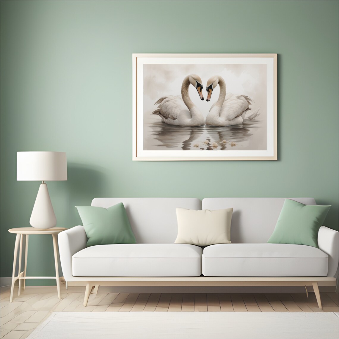 Vintage Swan Couple Painting Rustic Swan Art Countryside Wall Art Antique Animal Farmhouse Neutral Art 304 - Image 4