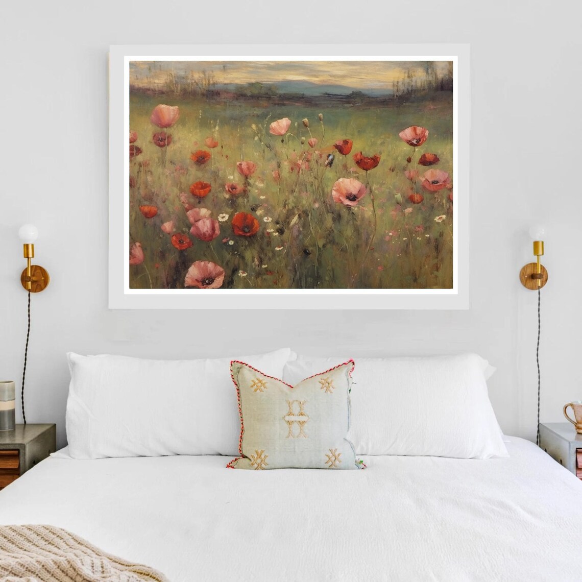 Poppies Oil Painting Vintage Landscape Wall Art Vintage Flower Field Print Antique Decor Floral Art 369 - Image 5
