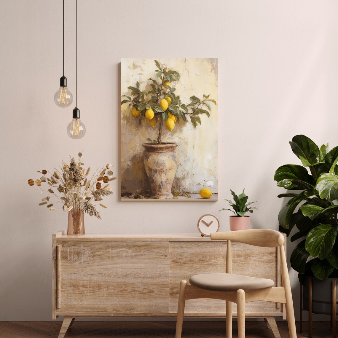 Potted Lemon Tree Terracotta Pot Sunlit Still Life Painting Poster - Image 6