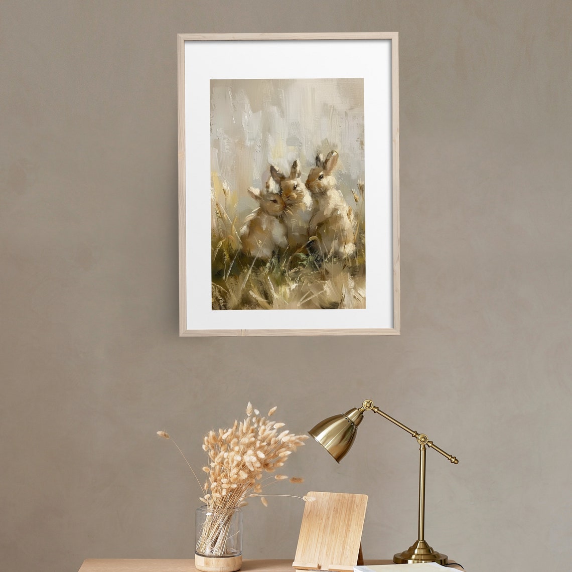 Cute Rabbit Painting Rustic Easter Decor Nursery Wall Decor Countryside Art Antique Bunny Animal Farmhouse 451 - Image 4