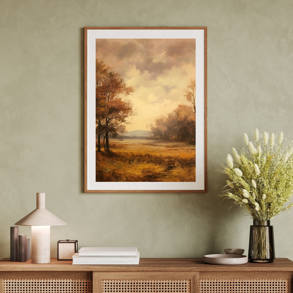 Golden Autumn Field Fall Trees Amber Sky Vintage Landscape Scenery Poster - Image 4