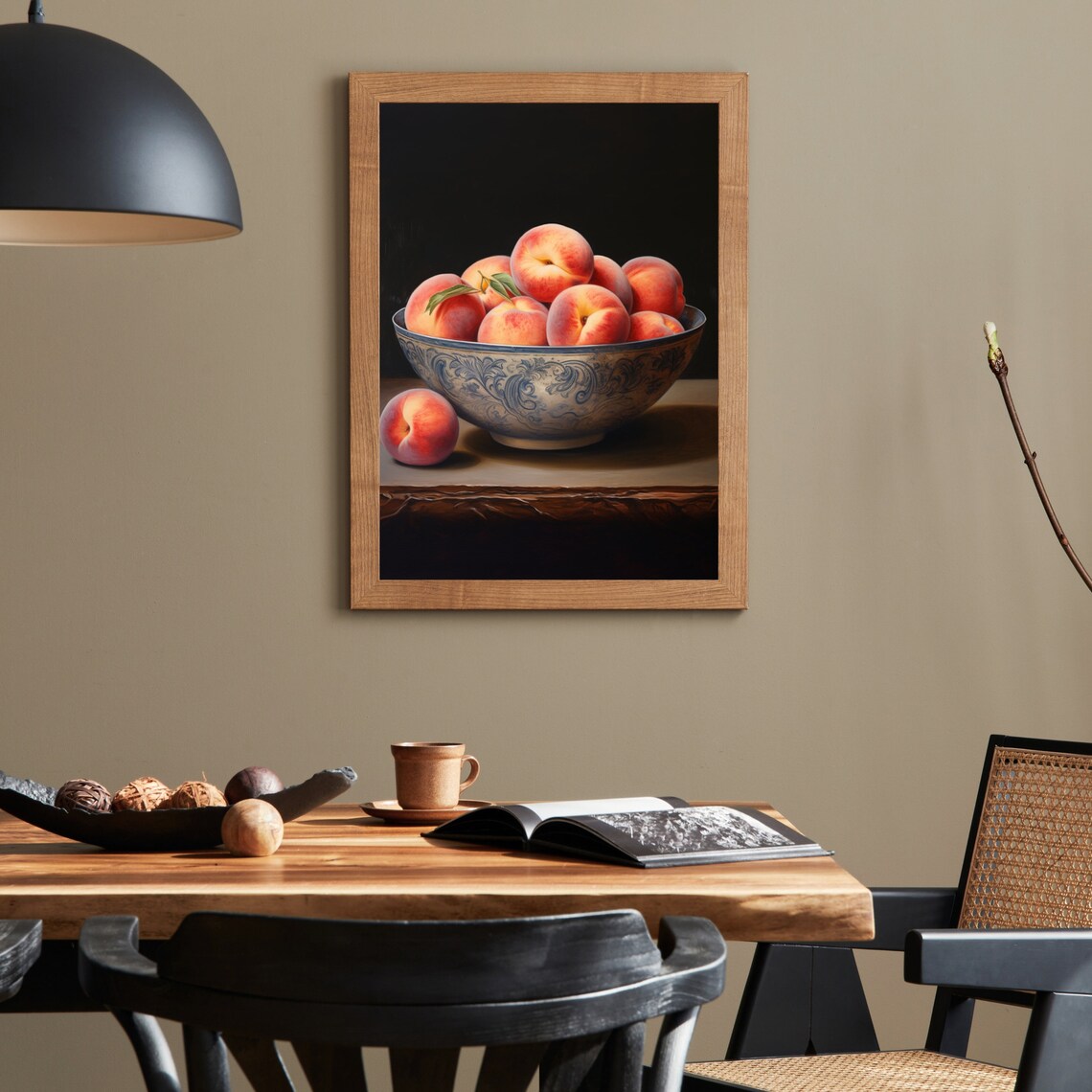 Bowl of Ripe Peaches in a Porcelain Bowl Classic Still Life Wall Art - Image 5