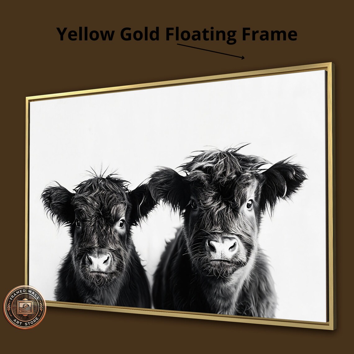 Black White Highland Cattle Calves Cute Bovine Photo Art Poster - Image 3