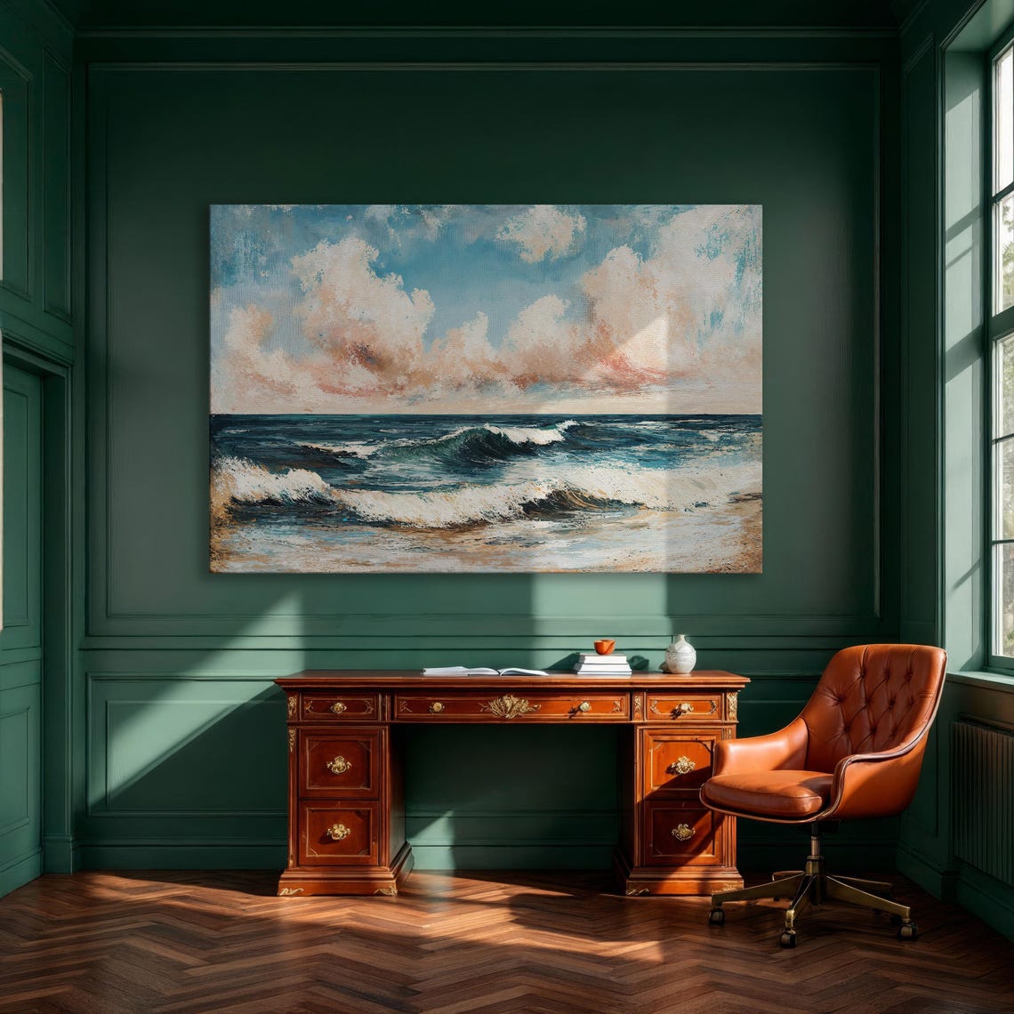 Tranquil Blue Ocean Waves Gentle Horizon Seascape Calm Poster
