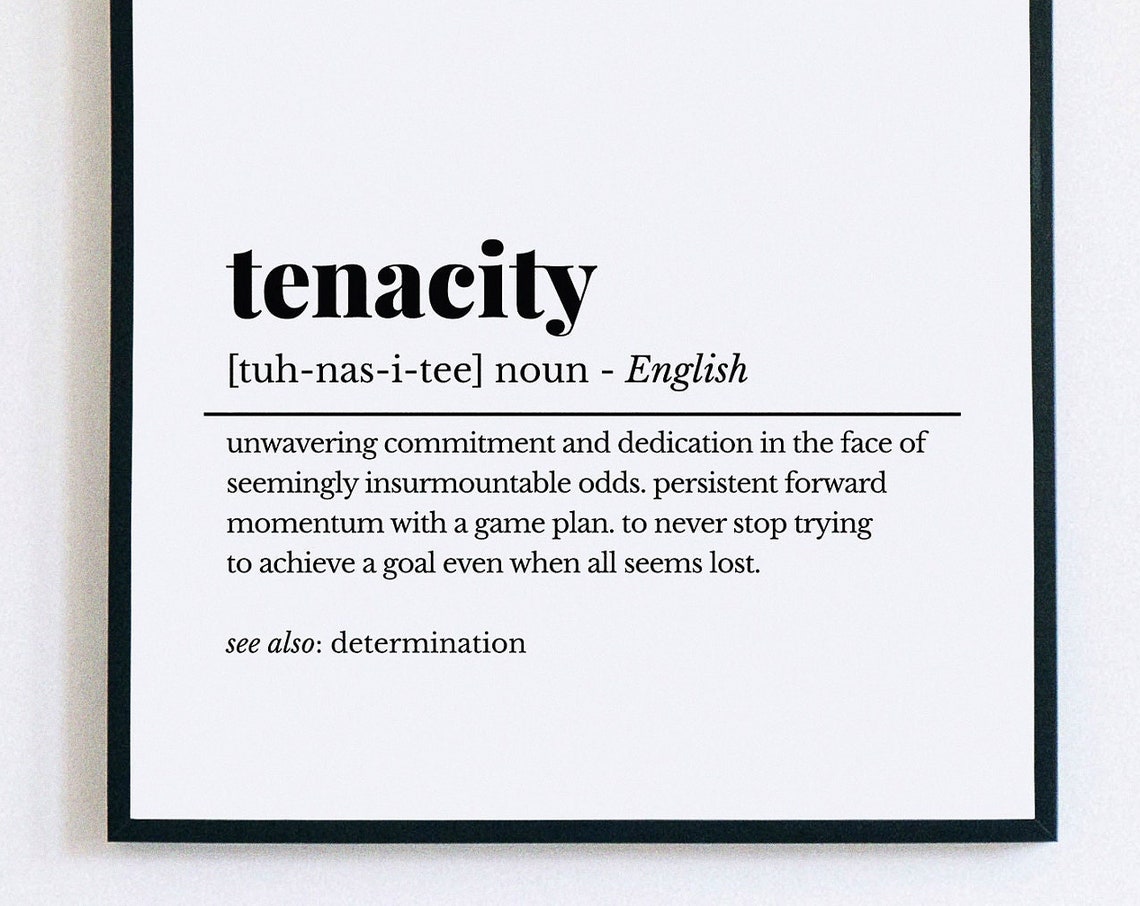 Tenacity Definition Noun Classic Dictionary Typography Poster Gift