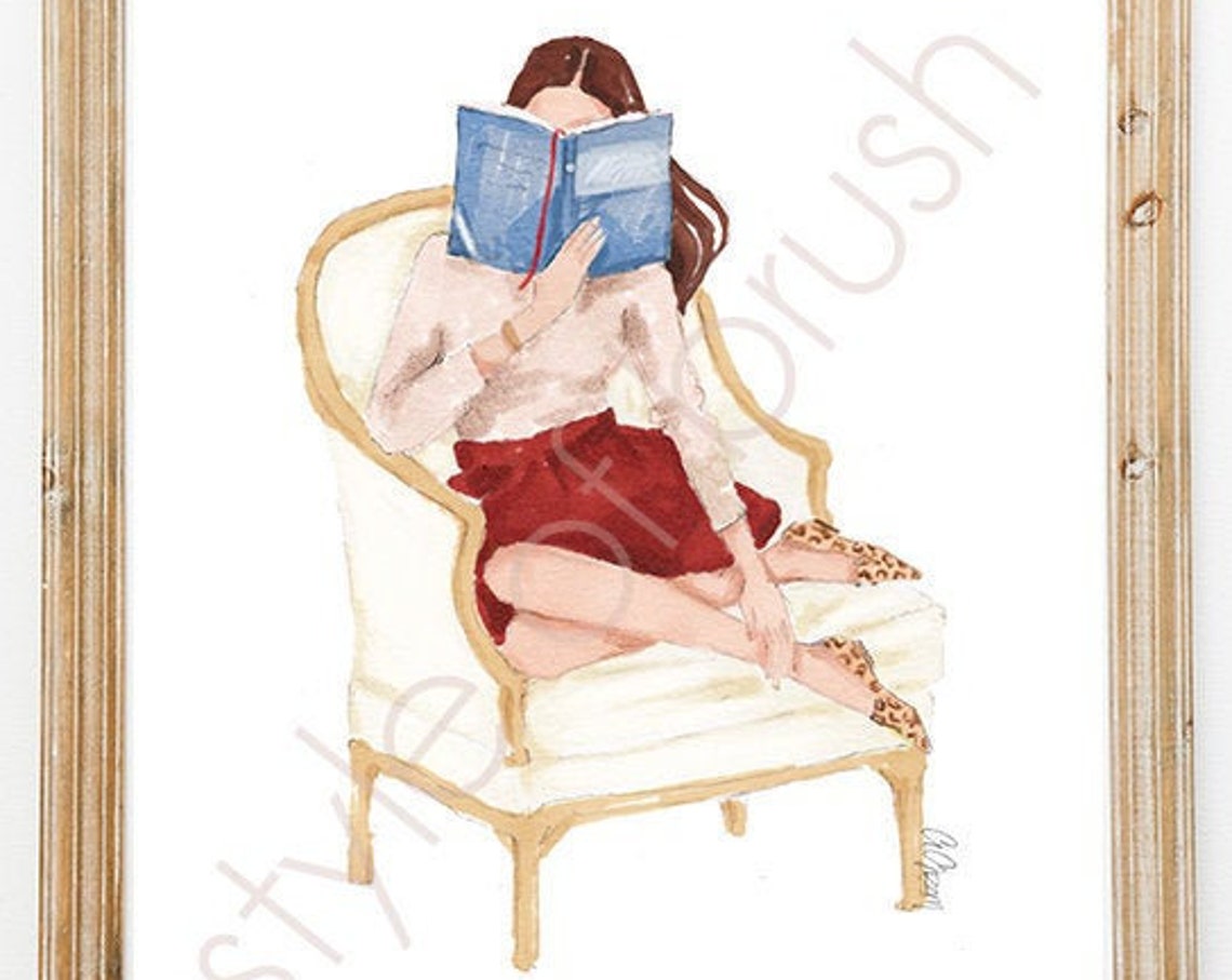 Reading Illustration Books Lover Cozy Illustration Fashion Illustration