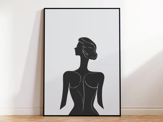 Minimalistic Woman Silhouette Scandinavian Style Wall Art For Contemporary Scandi Interior I Stylish Nordic Wall Art Print I Quality Frames