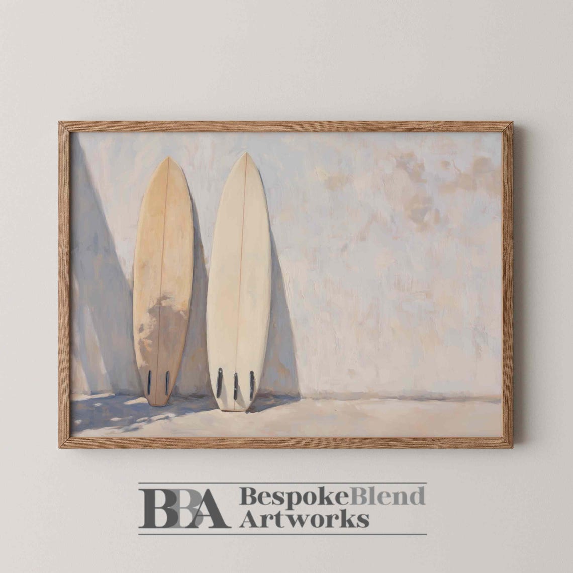 Minimalist Surfboards Against White Wall Neutral Beach Decor Poster