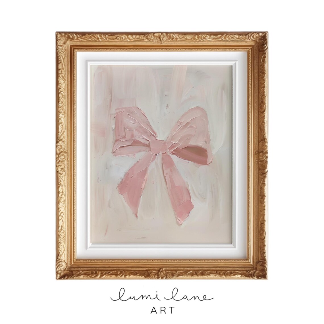 Pink Bow Art - Pretty Ribbon Oil Painting Print