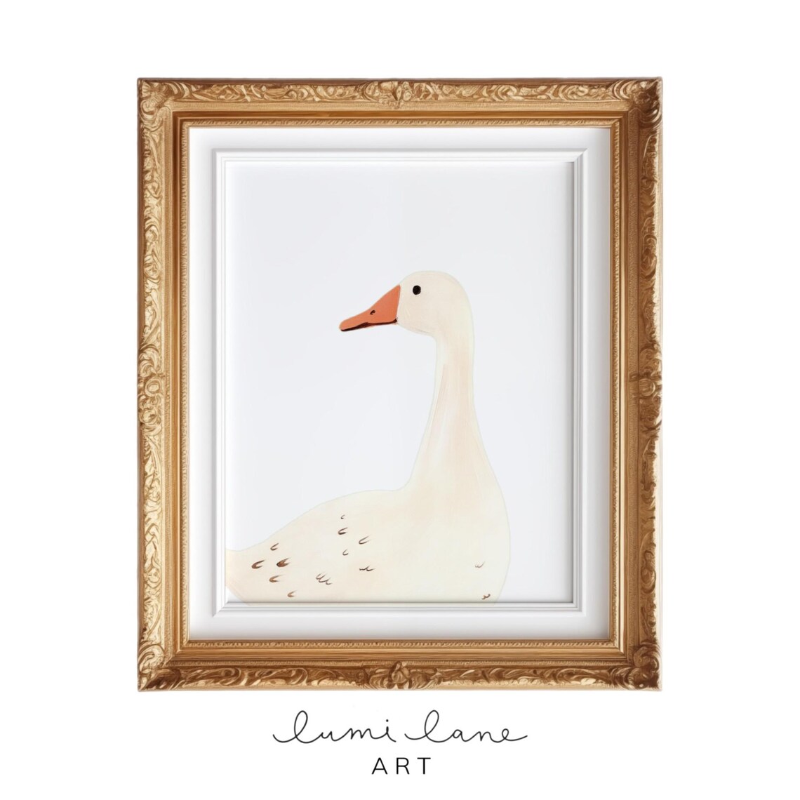 White Goose Portrait Cute Nursery Minimal Farm Animal Poster