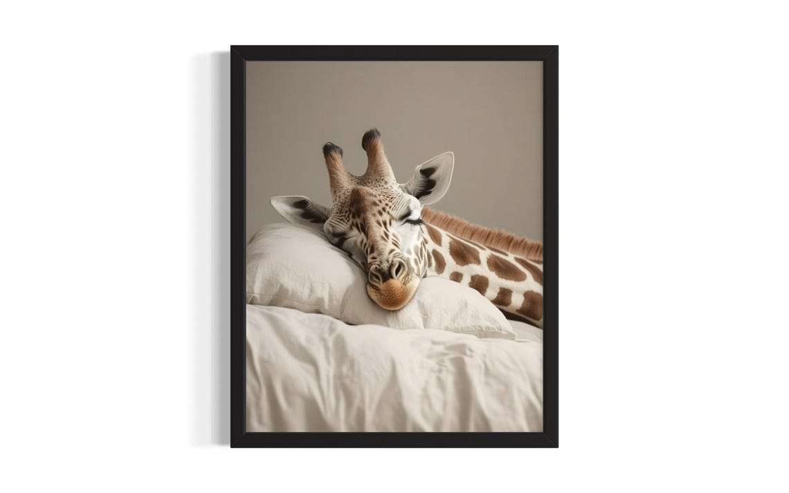 Giraffe Animal Bedroom Poster Art Print Wall Original Painting Artwork Decor
