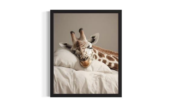 Giraffe Animal Bedroom Poster Art Print Wall Original Painting Artwork Decor