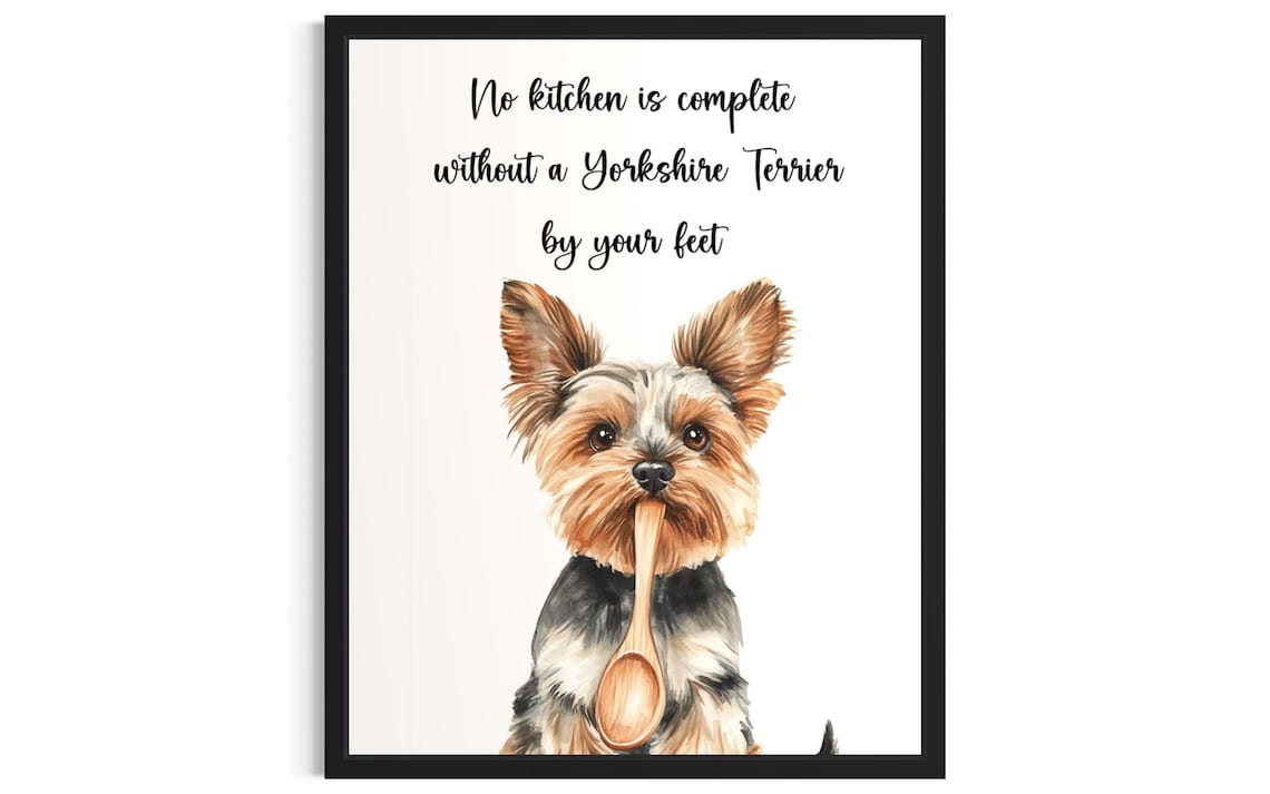 Yorkshire Terrier Watercolor Kitchen Quote Wooden Spoon Poster
