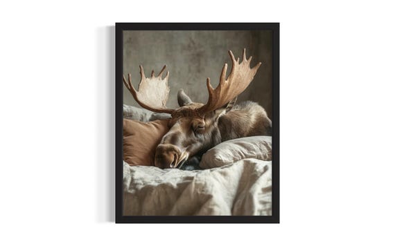 Moose Animal Bedroom Poster Art Print Wall Original Painting Artwork Decor