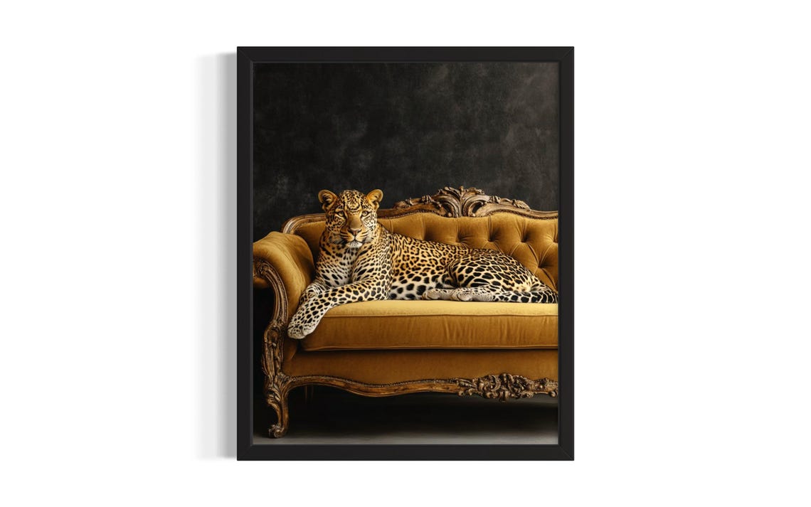 Leopard Animal Sofa Living Room Poster Art Print Wall Original Painting Artwork Decor