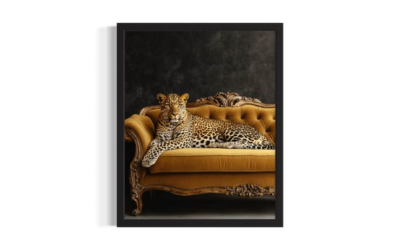 Leopard Animal Sofa Living Room Poster Art Print Wall Original Painting Artwork Decor