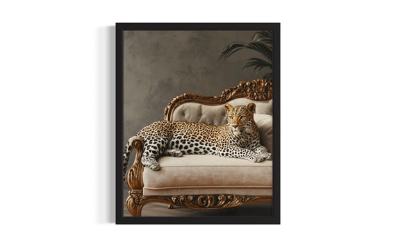 Leopard Animal Sofa Living Room Poster Art Print Wall Original Painting Artwork Decor