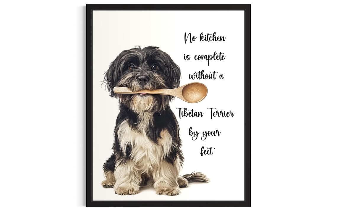 Tibetan Terrier Watercolor Kitchen Quote Wooden Spoon Poster