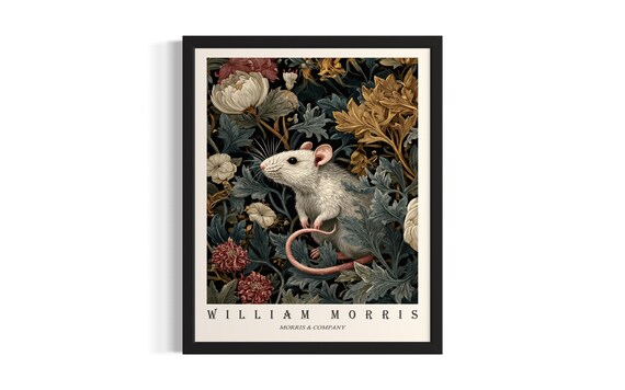 William Morris Rat Dark Floral Portrait Vintage Botanical Poster