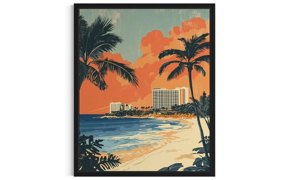 Cancun Beach International Beaches Poster Art Print Living Roomwall Original Painting Artwork Decor