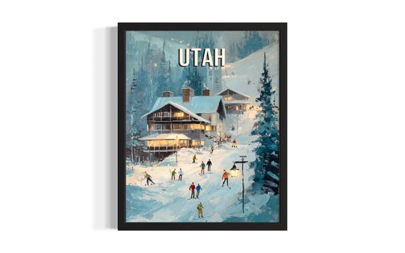 Utah Ski Resort States Poster Art Print Living Room Wall Original Painting Artwork Decor