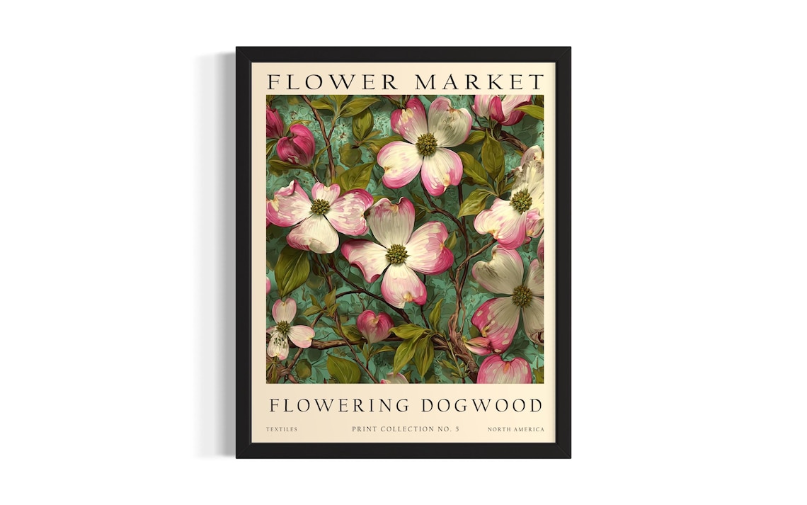 Flowering Dogwood Flower Market Pink Spring Blossom Botanical Poster
