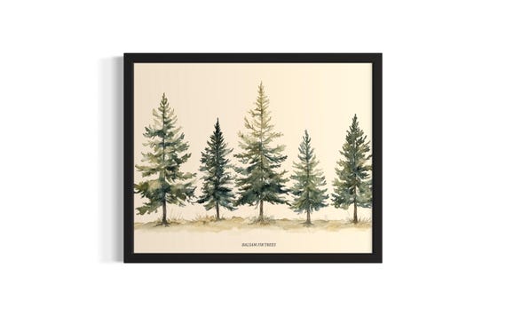 Balsam Fir Trees Poster Art Print Living Room Wall Original Painting Artwork Decor