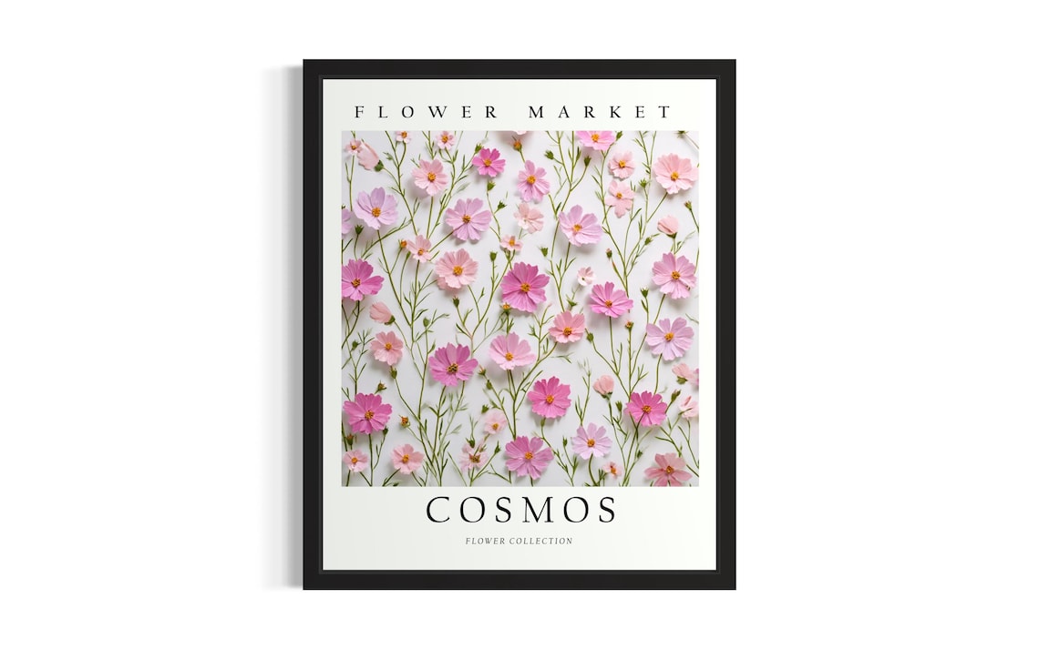 Flower Market Cosmos Bloom Art 3D Paper Flower Collection Poster