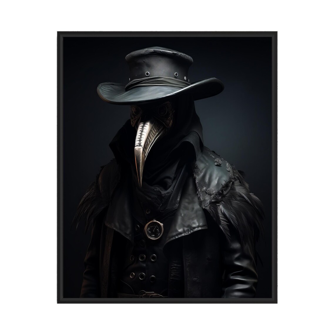 Plague Doctor In Beak Mask Dark Gothic Vintage Portrait Poster