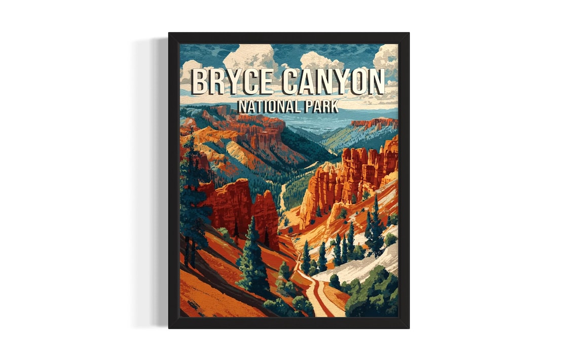 Bryce Canyon National Park Hoodoo Amphitheater Vintage Travel Poster
