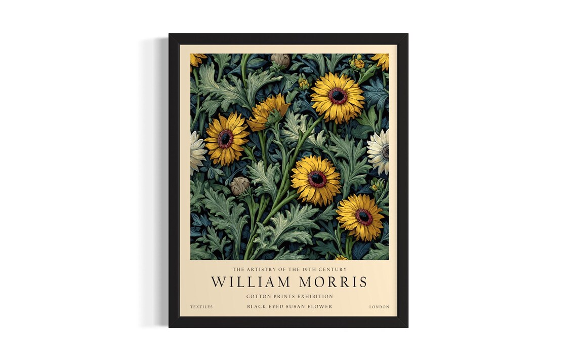 Black Eyed Susan William Morris Cotton Prints Exhibition Poster