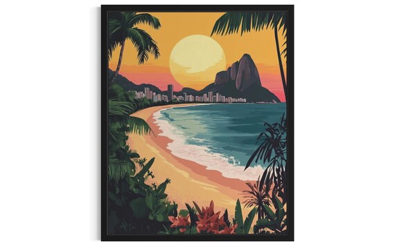 Pontal Do Atalaia Brazil Beach International Beaches Poster Art Print Living Roomwall Original Painting Artwork Decor