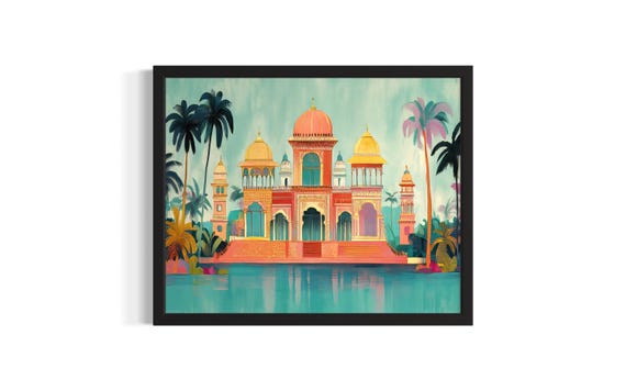 Palace Landscape Poster Art Print Living Room Wall Original Painting Artwork Decor